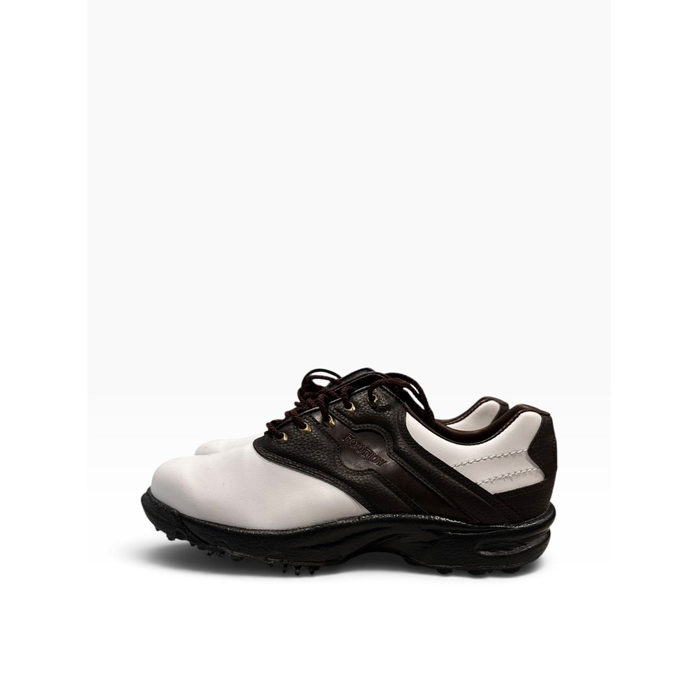 FootJoy GreenJoys Golf Shoes White Brown Saddle Lace Up Softspikes Mens 8.5 wide